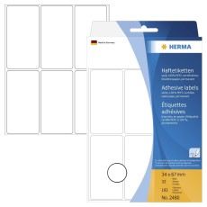 Herma 2480 Vielzwecketiketten - weiß, 34x67 mm, matt, 192 Stück Haftetiketten 34 x 67 mm weiß 192