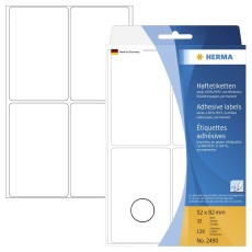 Herma 2490 Vielzwecketiketten - weiß, 52x82 mm, matt, 128 Stück Haftetiketten 52 x 82 mm weiß 128