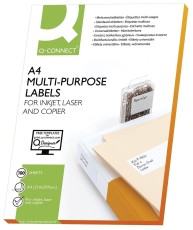 Q-Connect® Inkjet+Laser+Kopier-Etiketten - 210,0x297,0 mm, weiß, 100 Stück/100 Universaletiketten