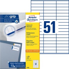 Avery Zweckform® 3420 Universal-Etiketten ultragrip - 70 x 16,9 mm, weiß, 5.100 Etiketten, permanent