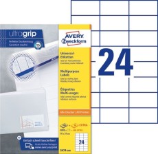Avery Zweckform® 3474-200 Universal-Etiketten ultragrip - 70 x 37 mm, weiß, 4800 Etiketten, permanent