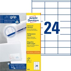 Avery Zweckform® 3422 Universal-Etiketten ultragrip - 70 x 35 mm, weiß, 2.400 Etiketten, permanent