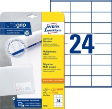 Avery Zweckform® 3490 Universal-Etiketten ultragrip - 70 x 36 mm, weiß, 720 Etiketten, permanent