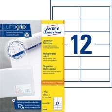 Avery Zweckform® 3659 Universal-Etiketten ultragrip - 97 x 42,3 mm, weiß, 1.200 Etiketten, permanent
