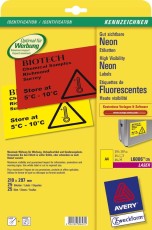 Avery Zweckform® L6006-25 Etiketten in Sonderfarben, 210 x 297 mm, 25 Blatt/25 Etiketten, neongelb