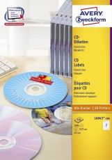 Avery Zweckform® L6043-100 CD-Etiketten, Ø 117 mm, 100 Blatt/200 Etiketten, weiß weiß Ø 117 mm