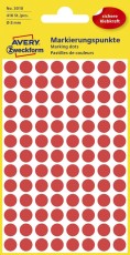 Avery Zweckform® 3010 Markierungspunkte - Ø 8 mm, 4 Blatt/416 Etiketten, rot Markierungspunkte rot