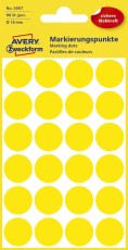 Avery Zweckform® 3007 Markierungspunkte - Ø 18 mm, 4 Blatt/96 Etiketten, gelb Markierungspunkte 96