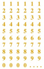 Avery Zweckform® 3728 Zahlen-Etiketten - 0-99, 7,5 mm, gold, selbstklebend, witterungsbeständig, 124 Etiketten