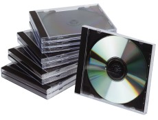 Q-Connect® CD-Boxen Standard - Hardbox für 1 CD/DVD, transparent/schwarz, Packung mit 10 Stück