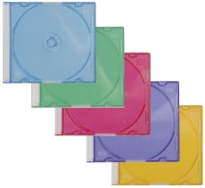 Q-Connect® CD-Boxen Standard - Slim Line für 1 CD/DVD, farbig sortiert, Packung mit 25 Stück