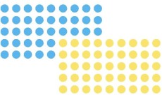 Franken Moderationsklebepunkt, Kreis, 19 mm, blau und gelb, 500 Stück je Farbe Markierungspunkt