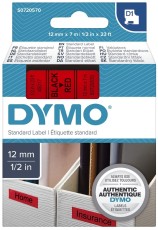 Dymo® Schriftband D1 Kunststoff - laminiert, 7 m x 12 mm, Schwarz/Rot Schriftband Standardetikett