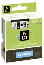 Dymo® Schriftband D1 Kunststoff - laminiert, 7 m x 24 mm, Schwarz/Weiß Schriftband Standardetikett