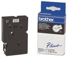 Brother TC-291 Schriftbandkassetten - laminiert, 9 mm x 7,7 m, schwarz auf weiß Schriftband 9 mm