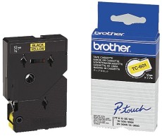Brother TC-601 Schriftbandkassette - laminiert, 12 mm x 7,7 m, schwarz auf gelb Schriftband 12 mm