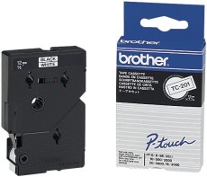 Brother TC-201 Schriftbandkassette - laminiert, 12 mm x 7,7 m, schwarz auf weiß Schriftband 12 mm