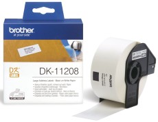 Brother DK-Einzeletiketten Papier -Adress-Etiketten, 38x90 mm, 400 Stück, schwarz auf weiß Papier