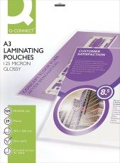 Q-Connect® Folientasche - A3, 125 mym, 25 Stück Laminierfolie 2 x 125 mym A3 glänzend glasklar