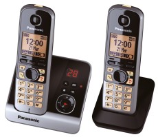 Panasonic Telefon KX-TG6722G schnurlos titan/schwarz 2 Mobilteilen und integriertem Anrufbeantworter