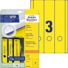 Avery Zweckform® L4755-20 Ordner-Etiketten - breit/lang, (A4 - 20 Blatt) 60 Stück, gelb gelb 61 mm