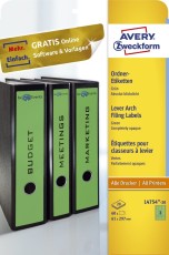 Avery Zweckform® L4754-20 Ordner-Etiketten - breit/lang, (A4 - 20 Blatt) 60 Stück, grün grün