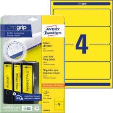 Avery Zweckform® L4769-20 Ordner-Etiketten - breit/kurz, (A4 - 20 Blatt) 80 Stück, gelb gelb 61 mm