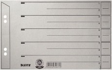 Leitz 1656 Trennblätter - Lochung hinterklebt, Überbreite, A5 quer, grau, 100 Stück Trennblatt