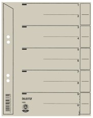 Leitz 1654 Trennblätter - Lochung geöst, Überbreite, A4, grau, 100 Stück Trennblatt grau 240 mm