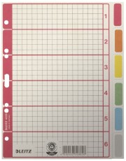 Leitz 4355 Register - blanko, Karton, farbig bedruckt, A5, 6 Blatt volldeckend Register A5 1-6