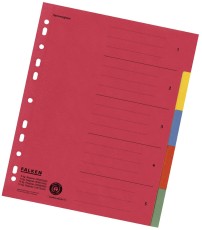 Falken Zahlenregister - 1-5, Karton farbig, A4, 5 Farben, gelocht mit Orgadruck volldeckend Register