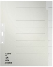 Leitz 1221 Register - Tauenpapier, blanko, A4 Überbreite, 10 Blatt, grau volldeckend Register