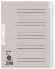 Leitz 1220 Register - Tauenpapier, A4 Überbreite, 20 Blatt, grau volldeckend Register blanko 2-fach