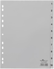 Durable Zahlenregister - PP, 1 - 10, grau, A4, 10 Blatt volldeckend Register A4 1-10 10 Blatt 230 mm