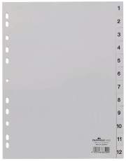 Durable Zahlenregister - PP, 1 - 12, grau, A4, 12 Blatt volldeckend Register A4 1-12 12 Blatt 230 mm