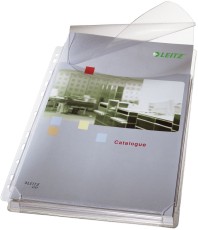 Leitz 4757 Prospekthülle Maxi mit Klappe - genarbt, 0,17 mm, A4, 5 Stück Prospekthülle A4 genarbt