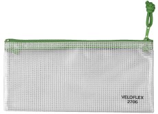 Veloflex® Reißverschlusstaschen - transparent/grün, A6, 200 x 100 mm Reißverschlusstasche