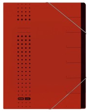 Elba Ordnungsmappe chic - 7 Fächer, A4, Karton (RC), 450 g/qm, rot Ordnungsmappe 7 rot A4 Gummizug