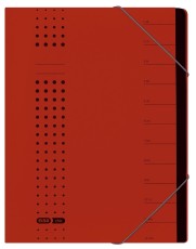 Elba Ordnungsmappe chic - 12 Fächer, A4, Karton (RC), 450 g/qm, rot Ordnungsmappe 12 rot A4