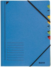 Leitz 3907 Ordnungsmappe - 7 Fächer, A4, Pendarec-Karton (RC), 430 g/qm, blau Ordnungsmappe 7 blau