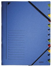 Leitz 3912 Ordnungsmappe - 12 Fächer, A4, Pendarec-Karton (RC), 430 g/qm, blau Ordnungsmappe 12 A4