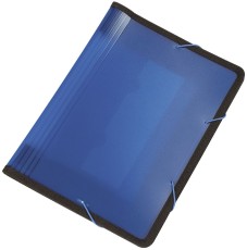 Q-Connect® Fächermappe - 13 Taschen, 250 Blatt, PP, transluzent blau Fächermappe 13 A4 Gummizug