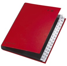Pagna® Pultordner Color-Einband - Tabe 1 - 31, 32 Fächer, rot dehnbarer und verstärkter Rücken