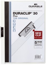 Durable Klemm-Mappe DURACLIP® 30 PLUS - A4, weiß Klemmmappe transparent/weiß bis zu 30 Blatt A4