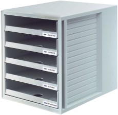 HAN Schublabdenbox SCHRANK-SET - A4/C4, 5 offene Schubladen, lichtgrau Schubladenbox A4/C4 5 45 mm