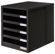 HAN Schublabdenbox SCHRANK-SET - A4/C4, 5 offene Schubladen, schwarz Schubladenbox schwarz/schwarz 5