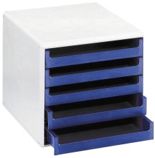 MM Metzger Mendle Schubladenbox - A4, 5 offene Schubladen, hellgrau/blau Schubladenbox hellgrau/blau