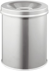 Durable Papierkorb Safe rund 15 Liter, metallic silber Sicherheitspapierkorb silber metallic