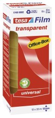 tesa® Klebefilm Office Box - transparent, 12 mm x 33 m, 12 Rollen Klebefilm 12 mm 33 m 26 mm