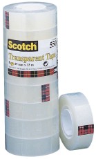 Scotch® Klebeband Transparent 550, Polypropylenfolie, Bandgröße 33 m x 19 mm, 8 Rollen Klebeband